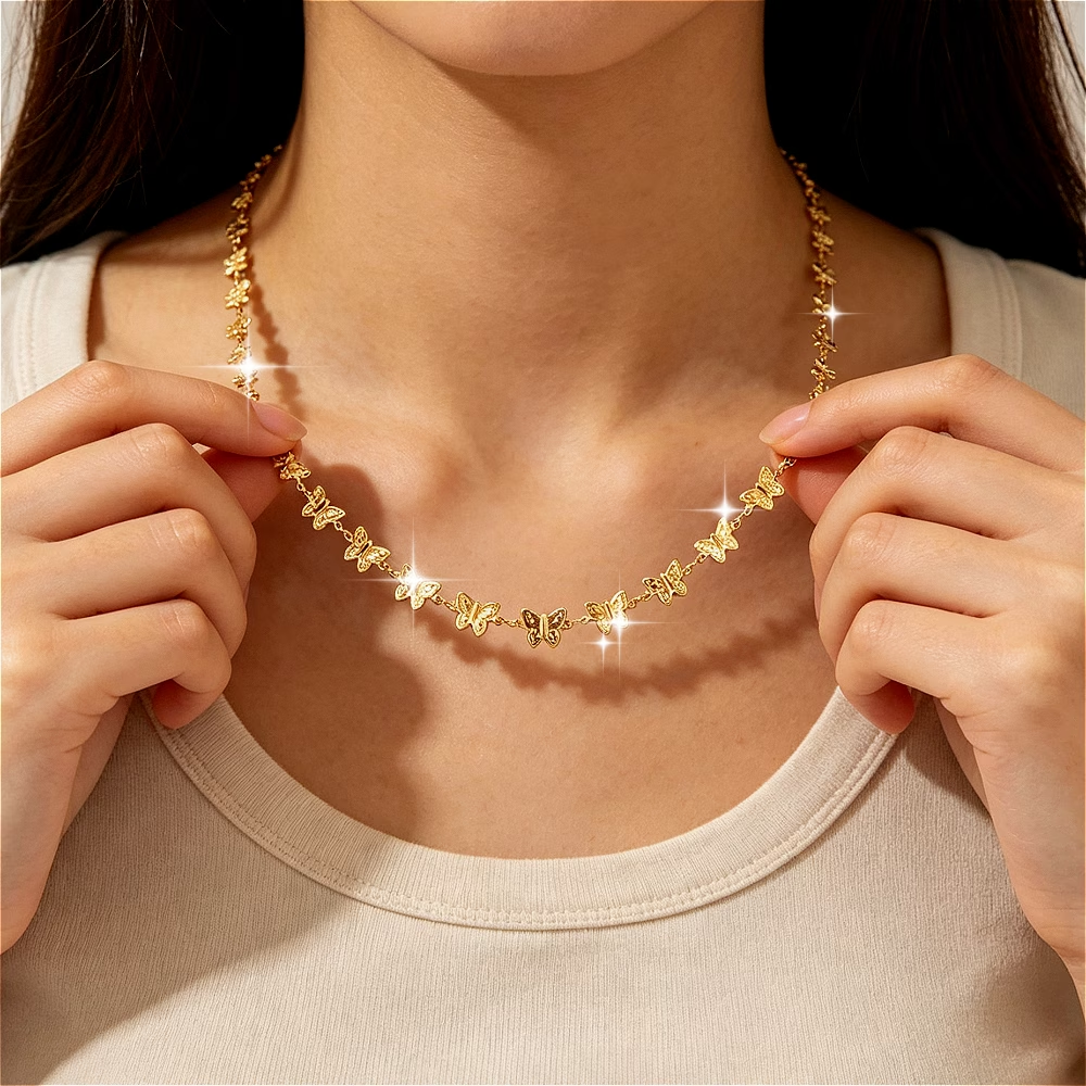 Butterfly Clasp Deployant - 1pc Butterfly Collarbone Necklace Stainless Steel