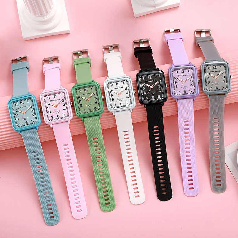 Fashion Rectangle Dial Ladies  - đánh giá và giá Silicone Band Women