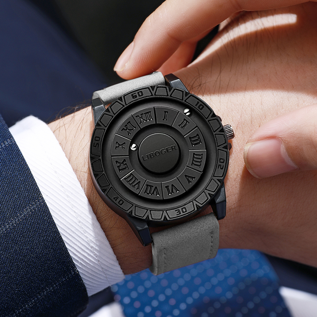 Luxury Magnetic Suspension Men - đánh giá và giá Leather Watch Band Men