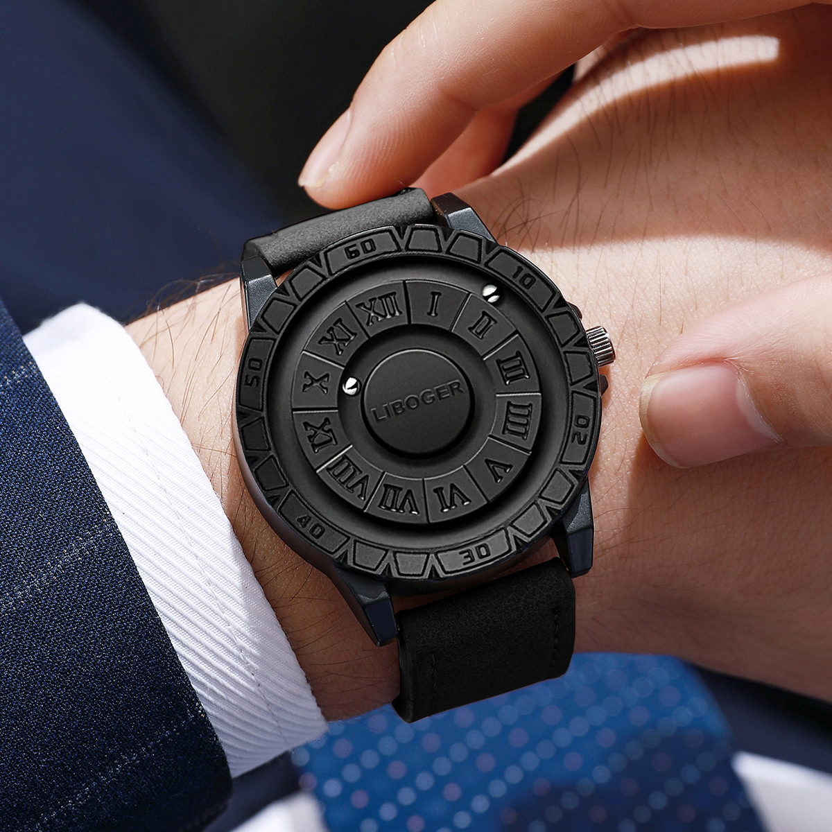 Luxury Magnetic Suspension Men - đánh giá và giá Leather Watch Band Men