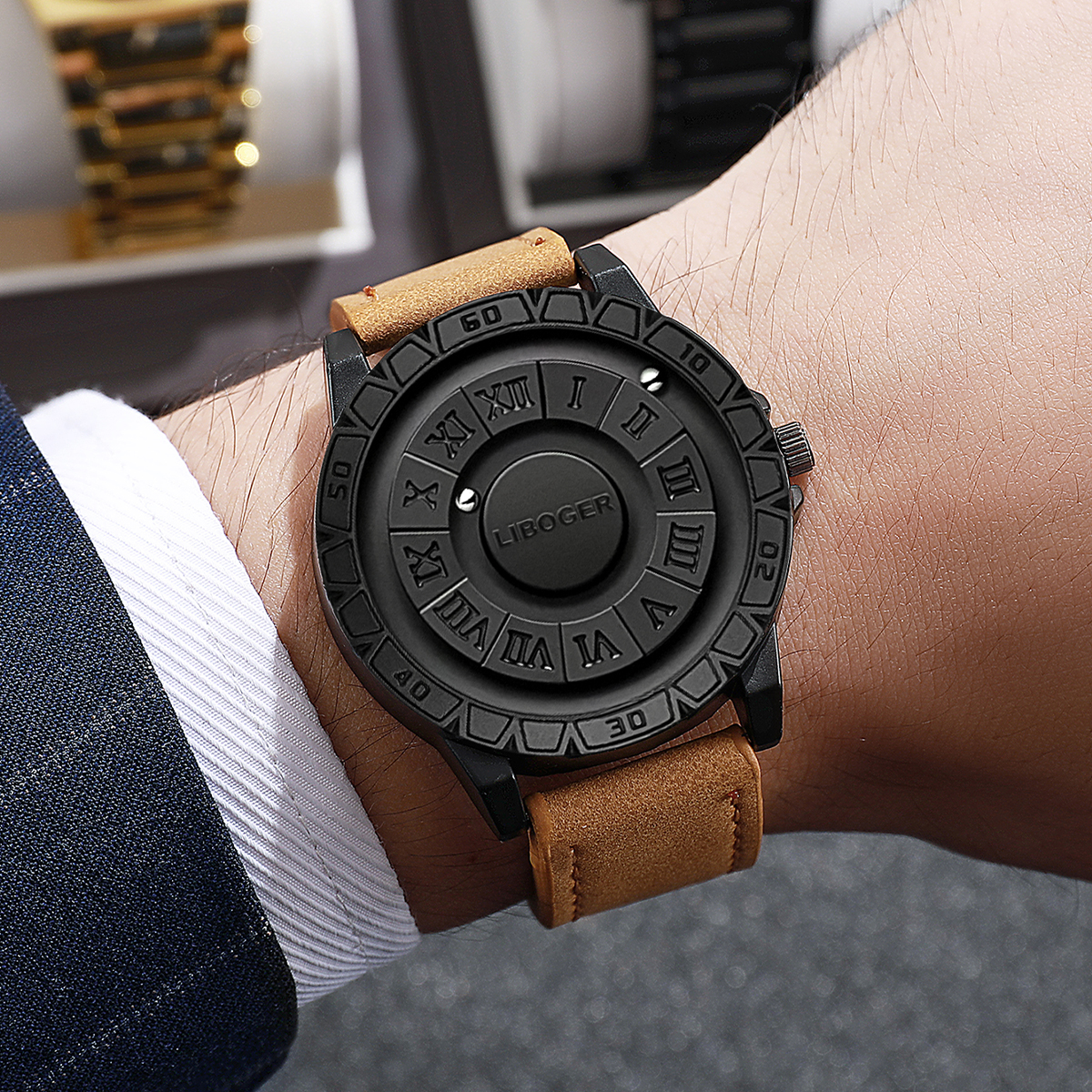 Luxury Magnetic Suspension Men - đánh giá và giá Leather Watch Band Men