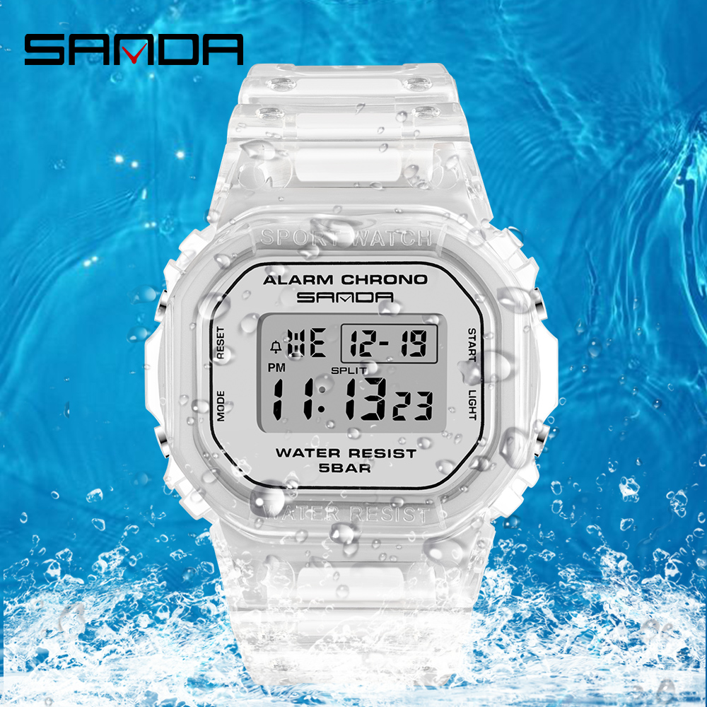 SANDA White Fashion Sport Watc - đánh giá và giá Rubber Strap Diver