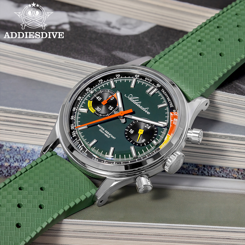 ADDIESDIVE Chronograph VK64 Wa - đánh giá và giá Rubber Strap Diver