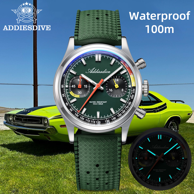 ADDIESDIVE Chronograph VK64 Wa - đánh giá và giá Rubber Strap Diver