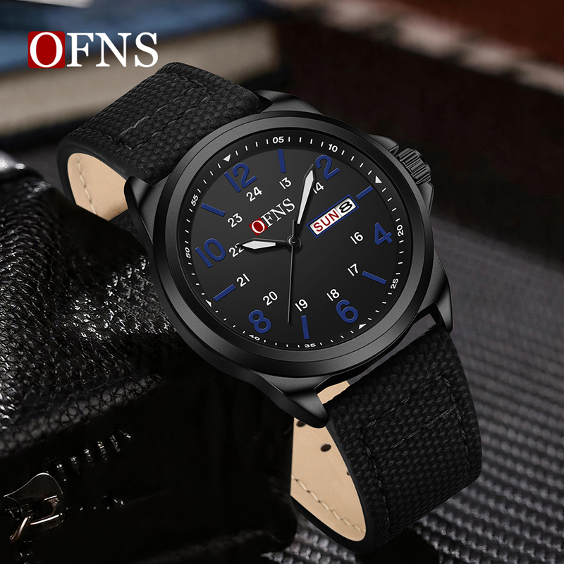 OFNS 7223 Casual Men's Quartz  - đánh giá và giá Leather Watch Band Men