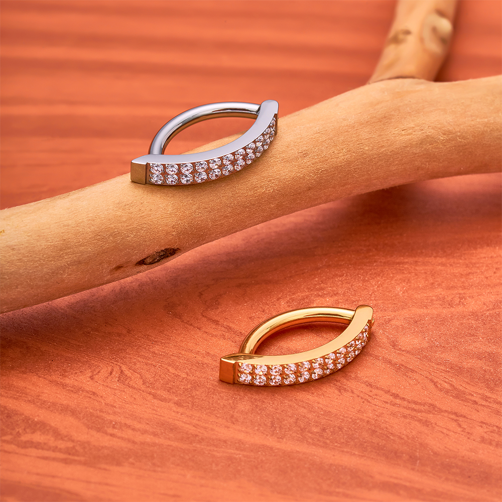 G23 Titanium Piercing 14G Doub - đánh giá và giá Curved Spring Bar