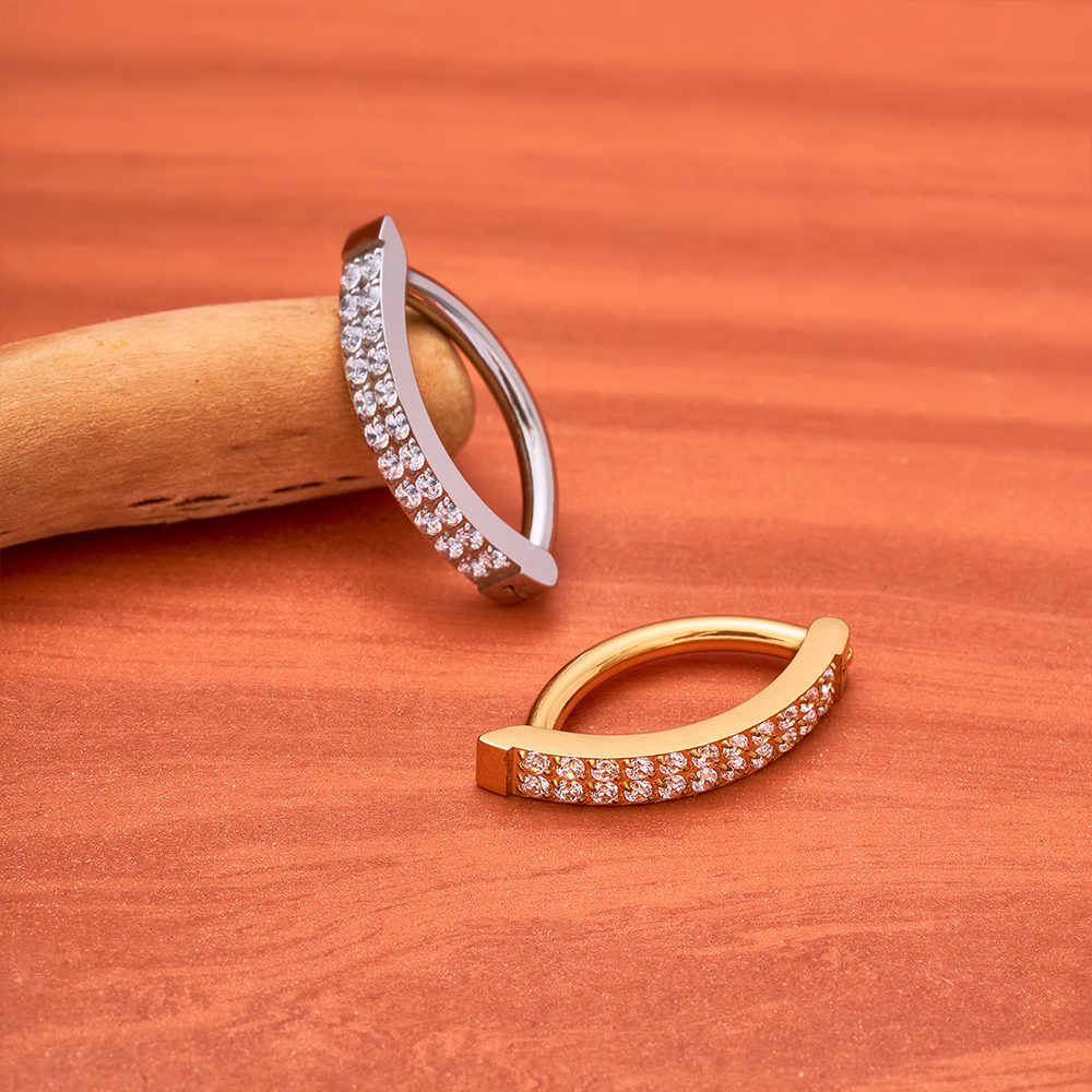 G23 Titanium Piercing 14G Doub - đánh giá và giá Curved Spring Bar