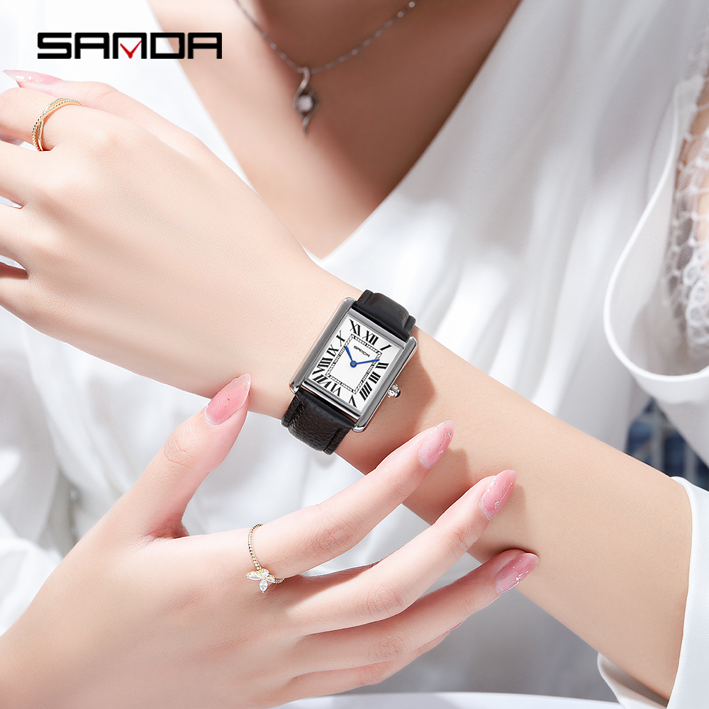 Sanda Rectangular Wrist Watche - đánh giá và giá Leather Watch Band Men
