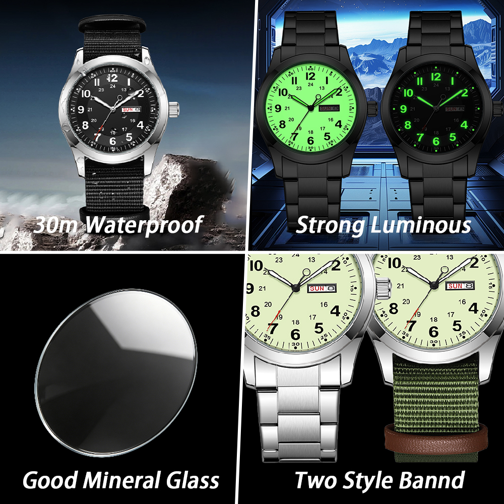 2026 Men's 42mm Watch Glow in  - đánh giá và giá Canvas Strap Watch