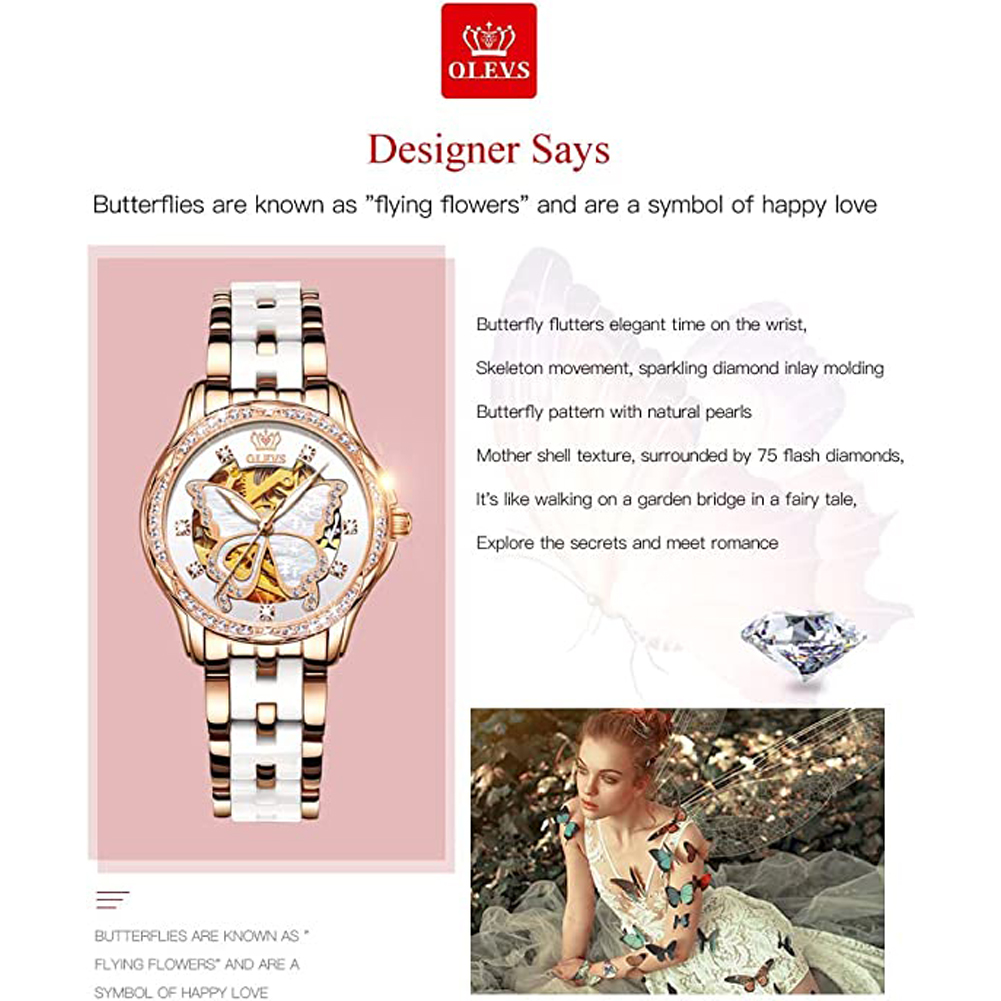 OLEVS Women's Automatic Watche - đánh giá và giá Butterfly Clasp Deployant