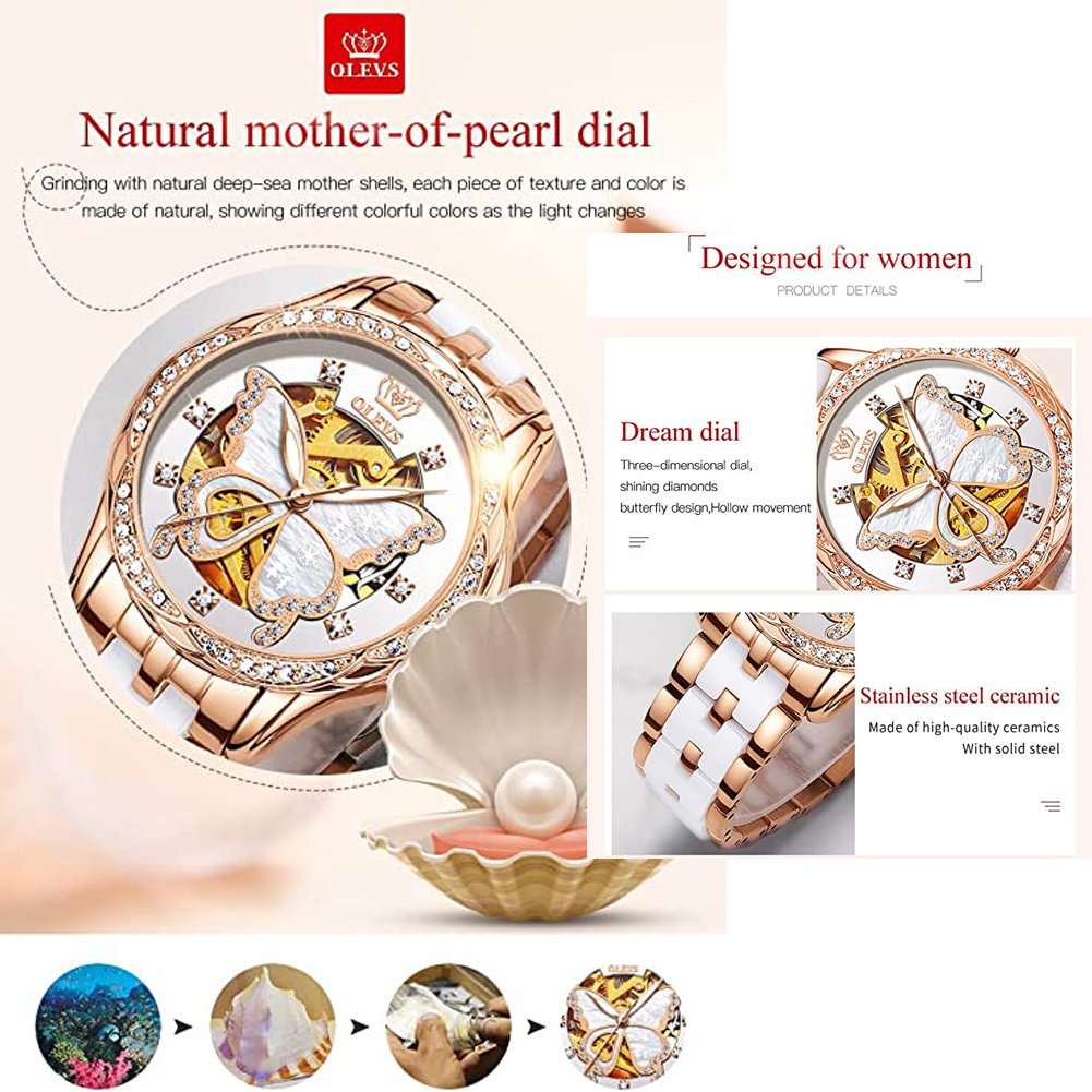 OLEVS Women's Automatic Watche - đánh giá và giá Butterfly Clasp Deployant